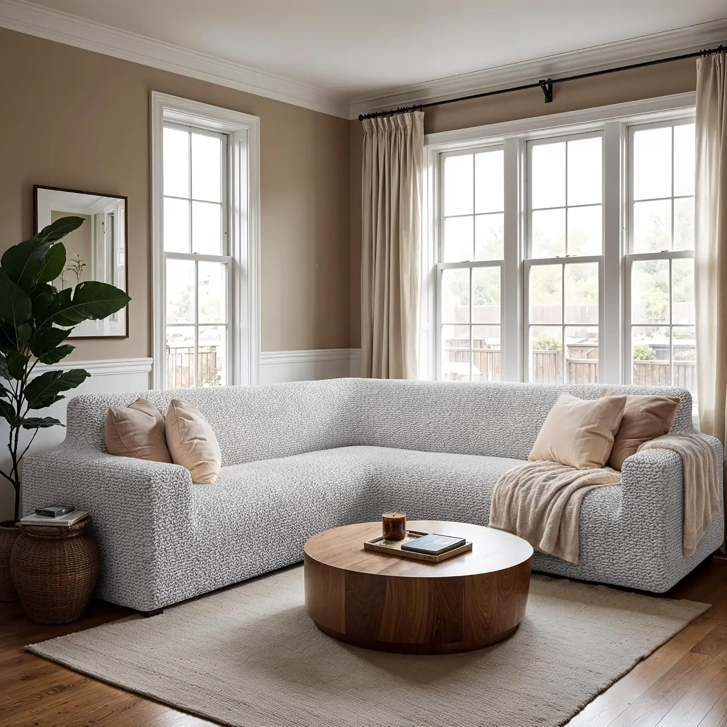 Stretch Corner Sofa Covers L Shape Elastic Washable Furniture Protector Light Grey 135 198 Wide