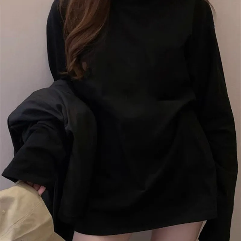 

Белая свободная женская футболка, осень 2021, Boting Inner irt Straight Cut Bubble Sve Long Sve Crew Ne Color