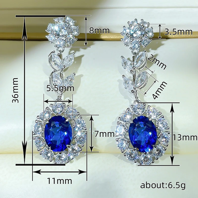 Huitan Novel Design Flower Dangle Earrings with Brilliant Blue/White CZ Silver Color Aesthetic Earrings for Women Trendy Jewelry