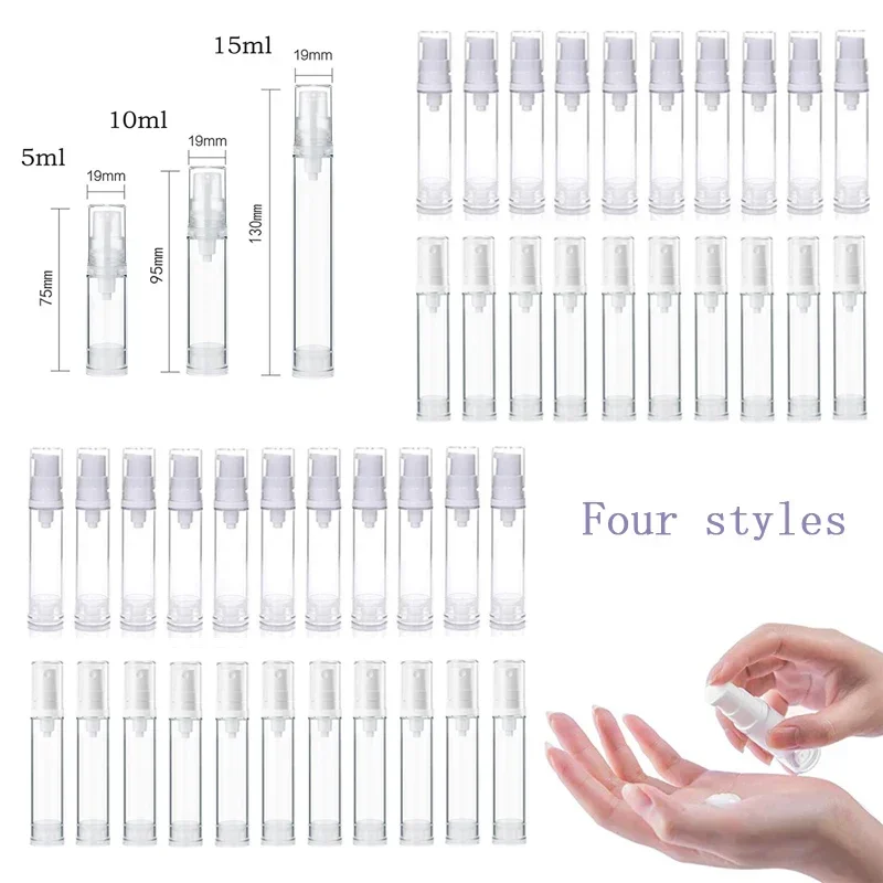 100Pcs 5/10/15ml Mini Clear Plastic Spray Bottle Portable Travel Lotion Pump Bottles Refillable Empty Liquid Perfume Containers