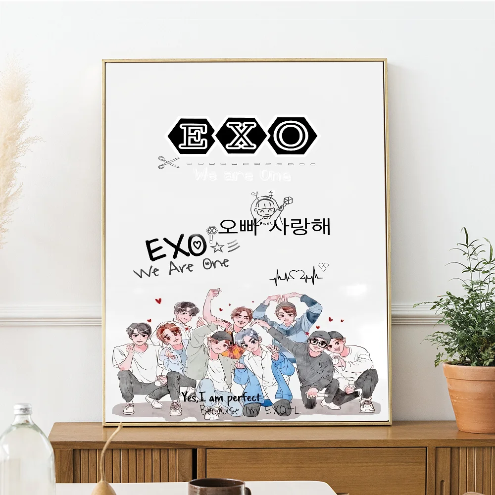 ملصقات EXO Anime ملصق ورق أبيض لاصق يمكنك صنعه بنفسك لديكور غرفة البار والمقهى Kawaii