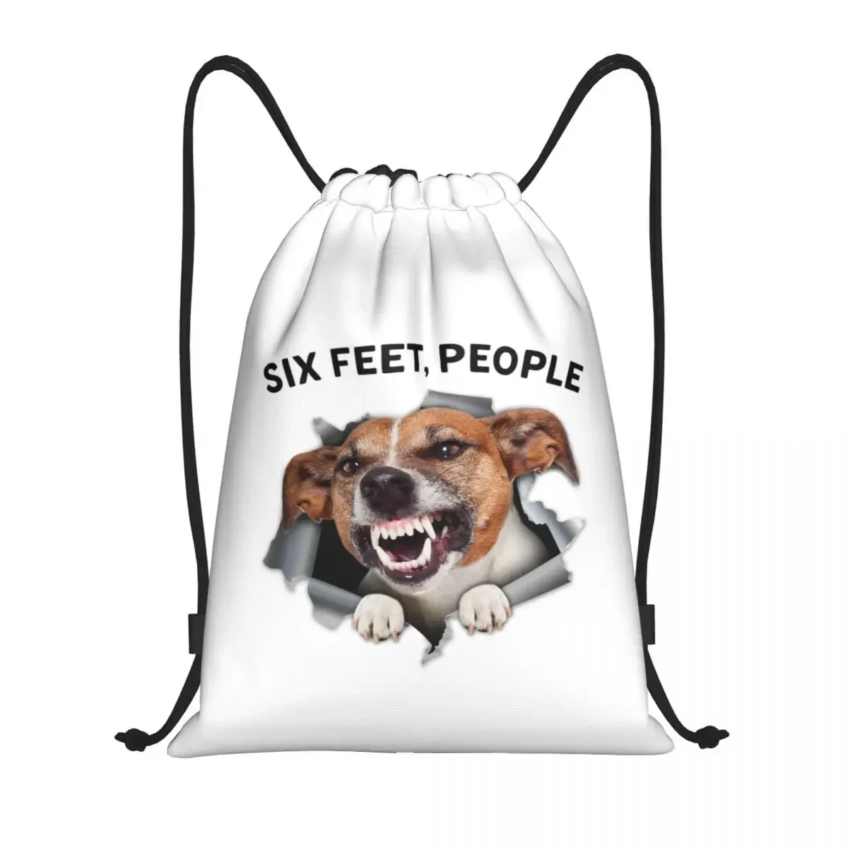 Custom Jack Russell Terrier Six Feet People Drawstring Bags for Training Yoga Backpacks Men Women Cute Dog Sports Gym Sackpack