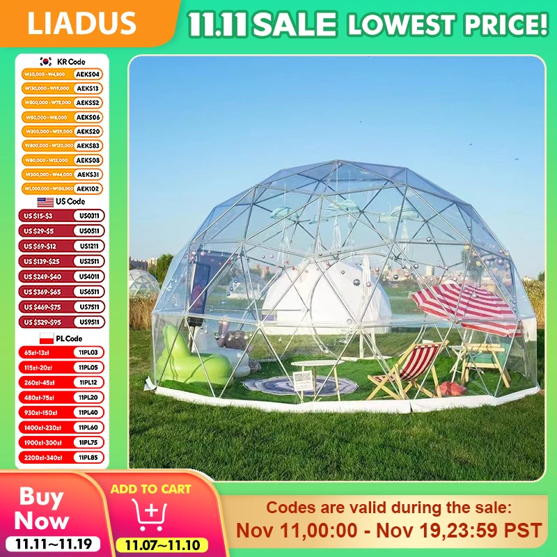

Transparent Starry Sky Tent, Eco-Friendly Material, Windproof, Waterproof, UV Resistant, Spacious for 6-8 People, Easy Assembly