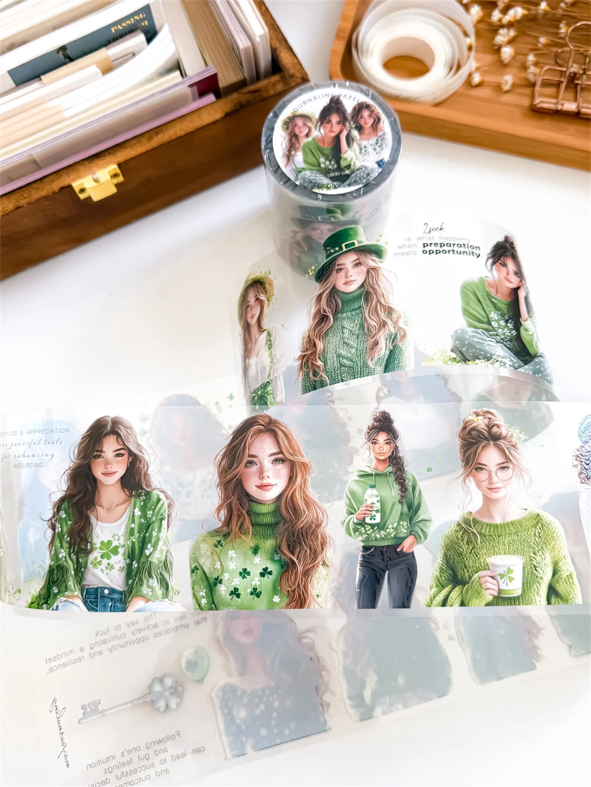 

Ma.Journaling Studio винтажная милая Lucky Girl Washi ПЭТ лента для изготовления карт DIY Скрапбукинг декоративная наклейка