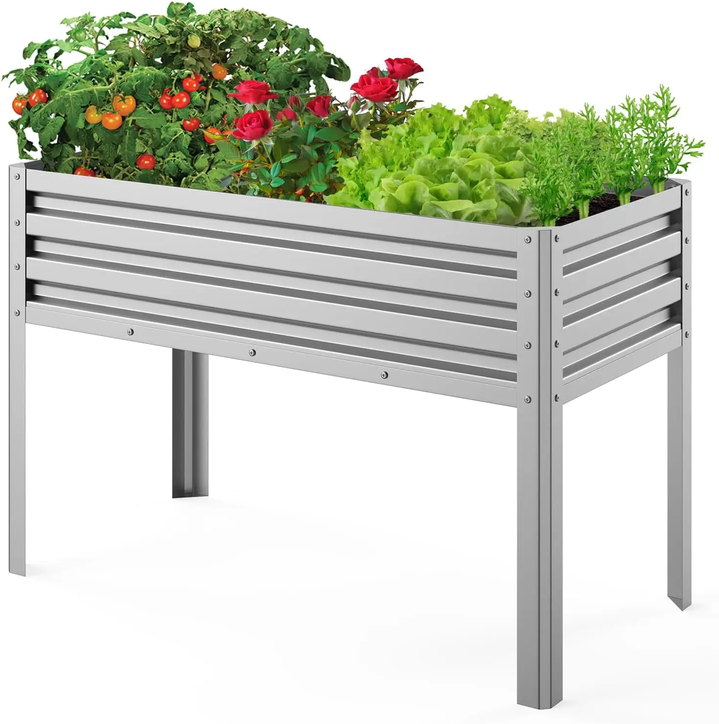 

mestyl Raised Garden Bed Outdoor for Vegetables Flowers Herb, 48 X 24 X 32in Elevated Metal Planter with Legs USA.NEW