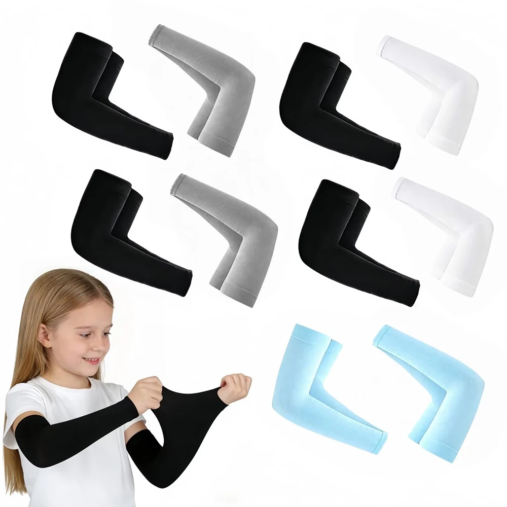 

1 Pairs Kid Arm Sleeve Compression Cooling Sleeves to Cover Arms for Basketball Volleyball Youth Boy Girl Outdoor Sports