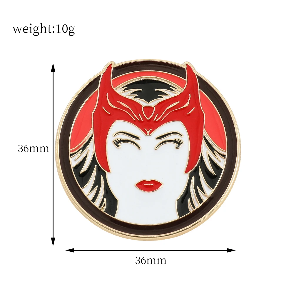 Marvel Superhero Scarlet Witch Lapel Pin Metal Enamel Badge Brooch Legend Hero Wanda Maximoff Pins Women Backpack Jewelry