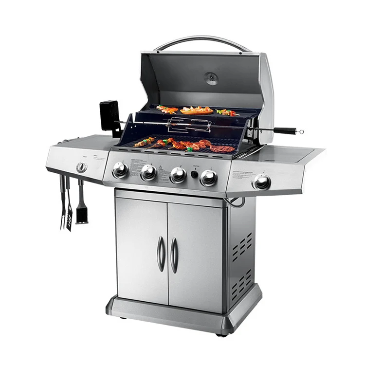 

Safety Durable Large Outdoor Cooking Gas Barbecue Grills Gas Charcoal Dual Use 4 Burner Bbq Gas Grill