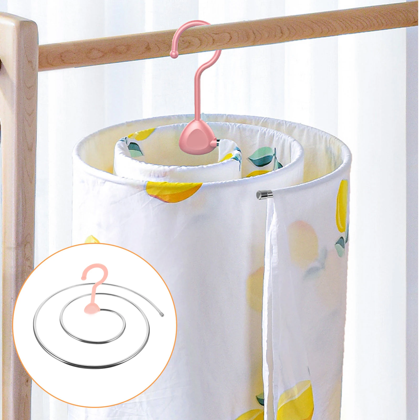

Spiral Stainless Steel Clothes Hanger Multi Use Drying Rack Bed Sheets Blankets Towels Heavy Duty Laundry Hanger