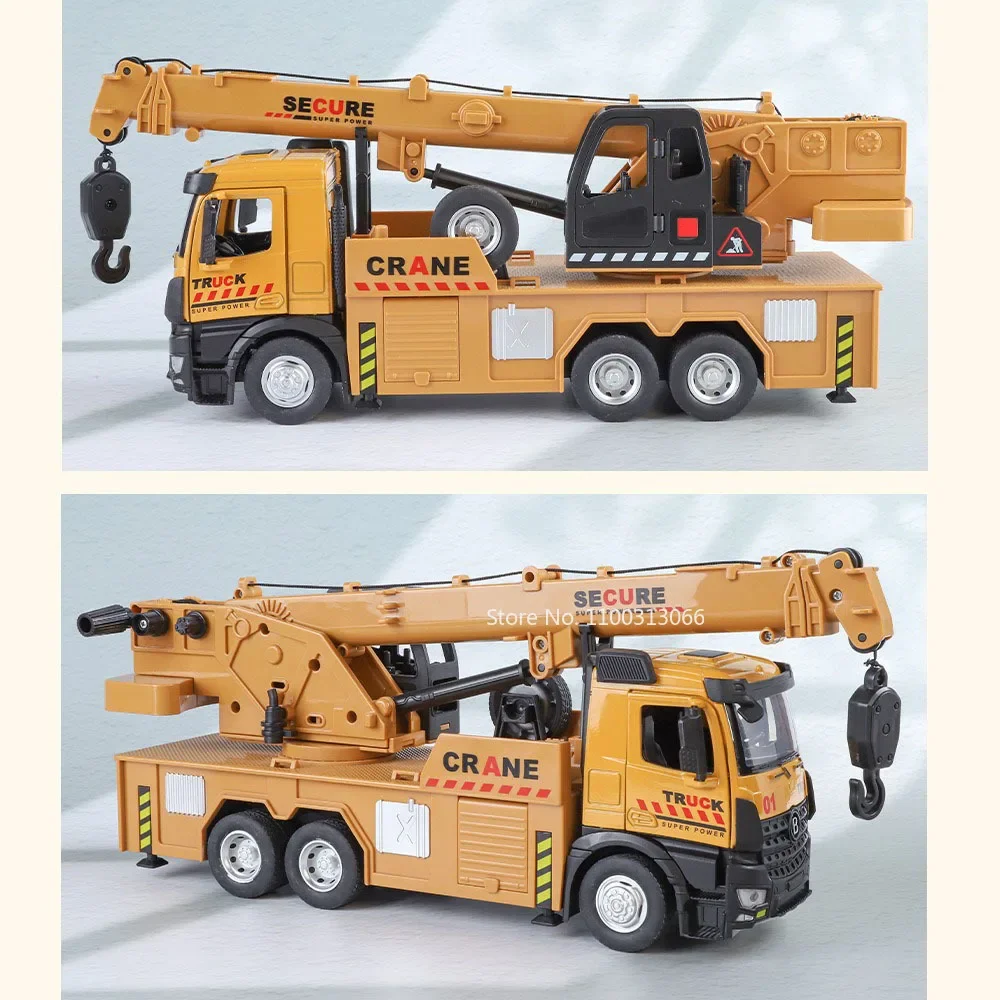 1:24 Mixer Truck Toys Alloy Cars Diecast Models Wheel Pull Back Crane Light Music Miniature Engineering Vehicles Kids Best Gifts
