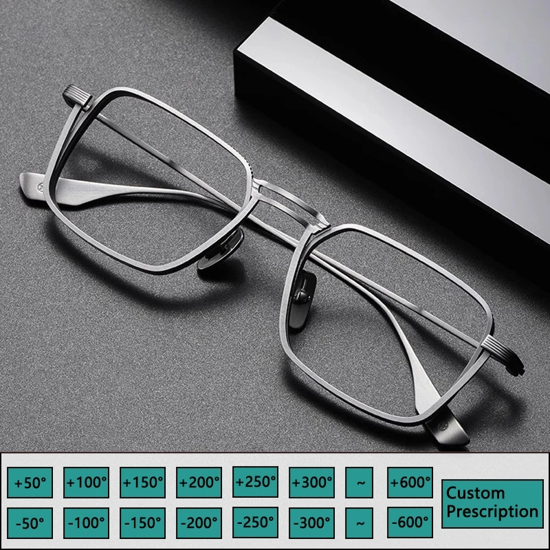 CCspace Pure Titanium High End Glasses Men Myopia Retro Eyeglasses Square Reading Glassses Optical Lenses With Recipe