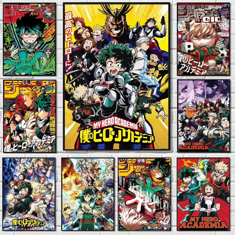 أنيمي Midoriya Izuku بطلي الأكاديمية ملصق رائع مقاوم للماء جدار الفن الفيلم الملصقات لغرفة المعيشة غرفة الرجعية ديكور هدية