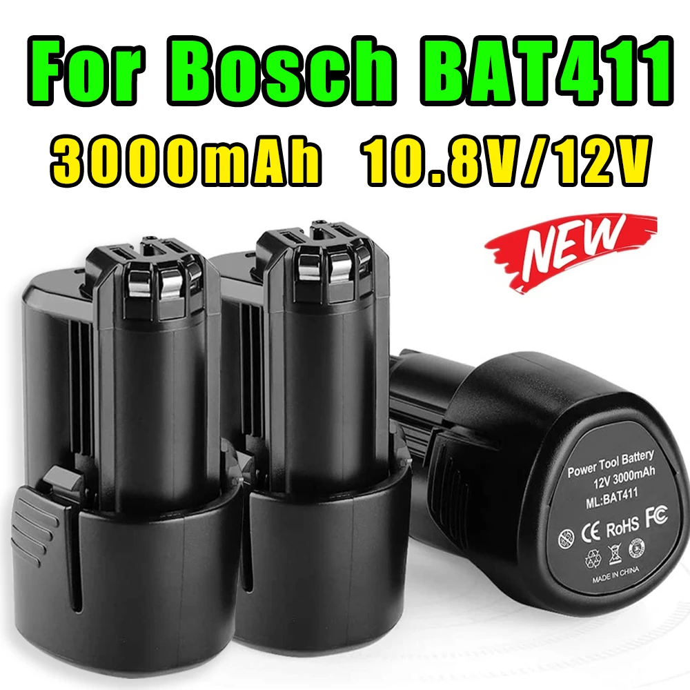 Bat411 3.0Ah Battery 10.8V/12V for Bosch BAT411A BAT412A BAT413A BAT414 BAT420 2607336013 26073360 Cordless Tool Batteries