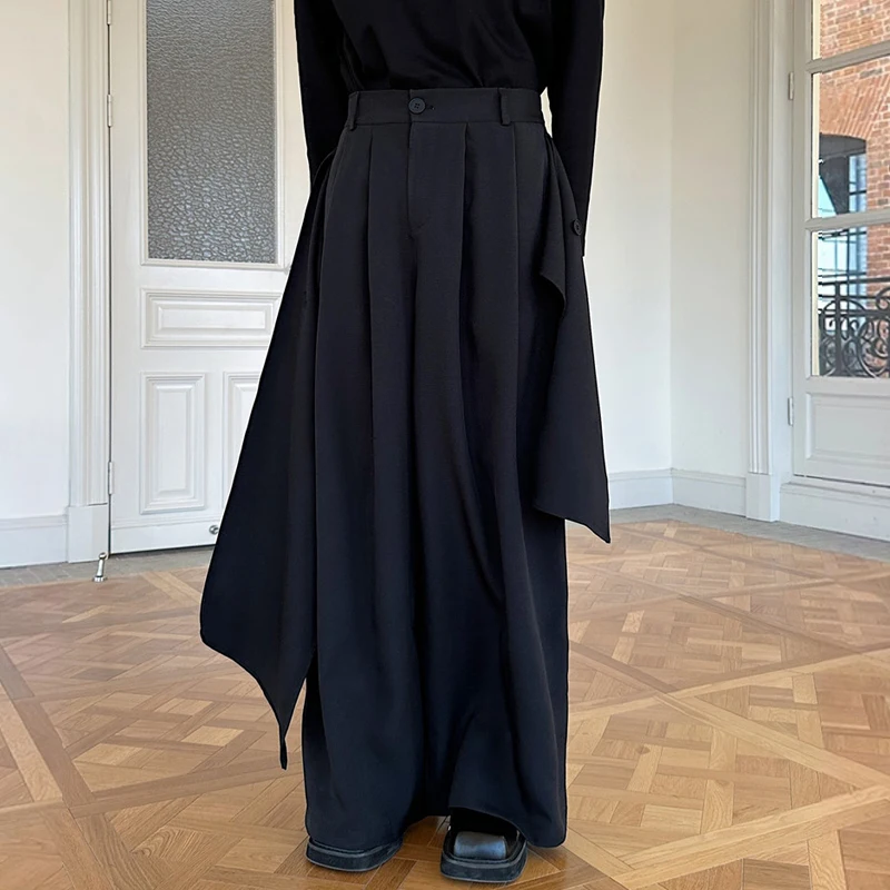 

Мужские повседневные брюки в американском ретро-стиле, широкие, свободные, прямые, слегка расклешенные, длинные, модные, из полиэстера