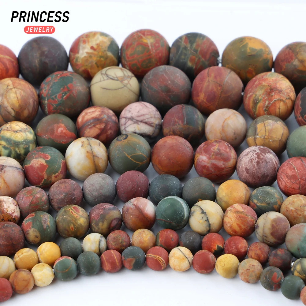 A+ Natural Matte Picasso Jasper Beads 4 6 8 10mm Loose Stone Beads for Jewelry Making Crystal Beads DIY Accessories