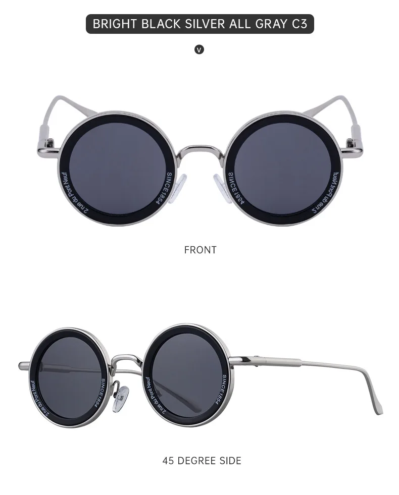 Runde Steampunk Sonnenbrille Männer Vintage Punk Sonnenbrille Frauen Trendy Retro Mode Gläser Gafas De Sol Hombre Lunette Soleil Femme – Detail 14
