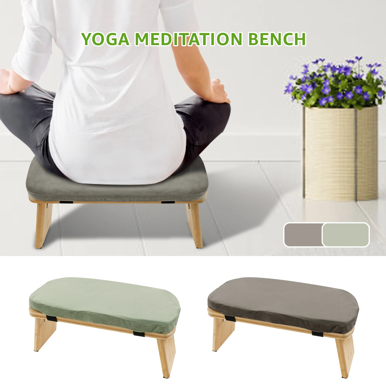 

Портативная скамейка для йоги, складной бамбуковый табурет на коленях с хлопковой подушкой, эргономичная скамейка для сидения, молитвенная скамейка, табурет для медитации