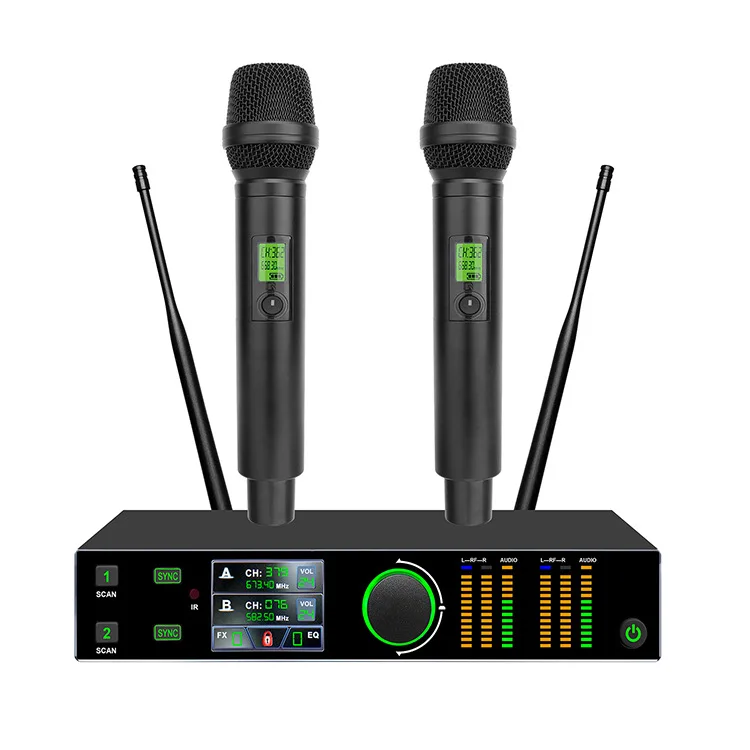 RIY Wholesale TFT-200 with Effect True Diversity Wireless Microphone One to Two 2.4-inch TFT Display Microphone