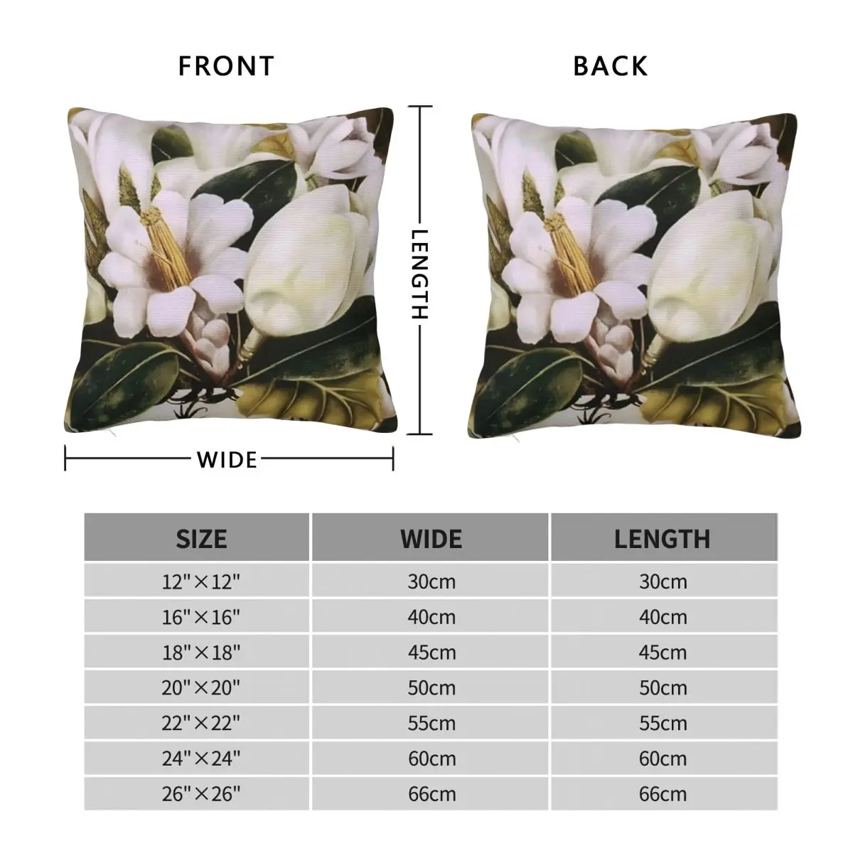 Magnolia Square Pillowcase Polyester Linen Velvet Creative Zip Decor Pillow Case Home Cushion Cover 18