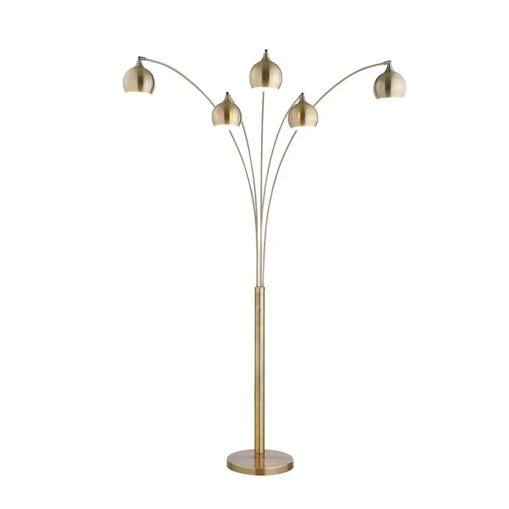 LED Floor Lamp with Dimmable Antique Satin Brass Finish & Adjustable Arches 86