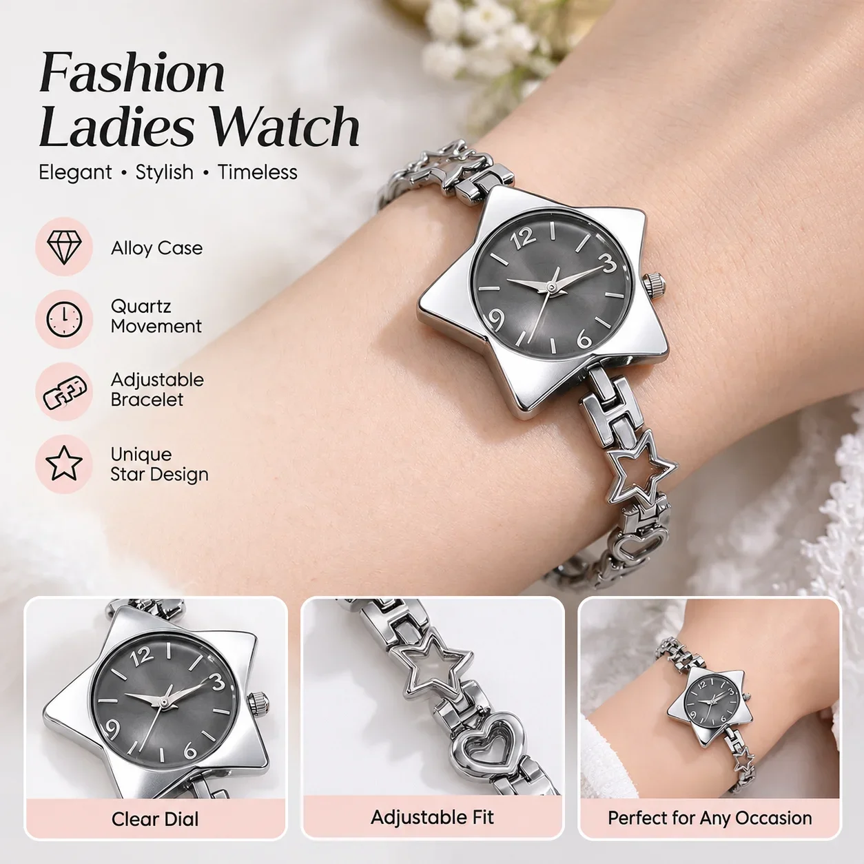 Creative Alloy Women Watch Quartz Movement Adjustable Elegant Fashion Bracelet Ladies Wrist Watch Watch Jewelry Accessory