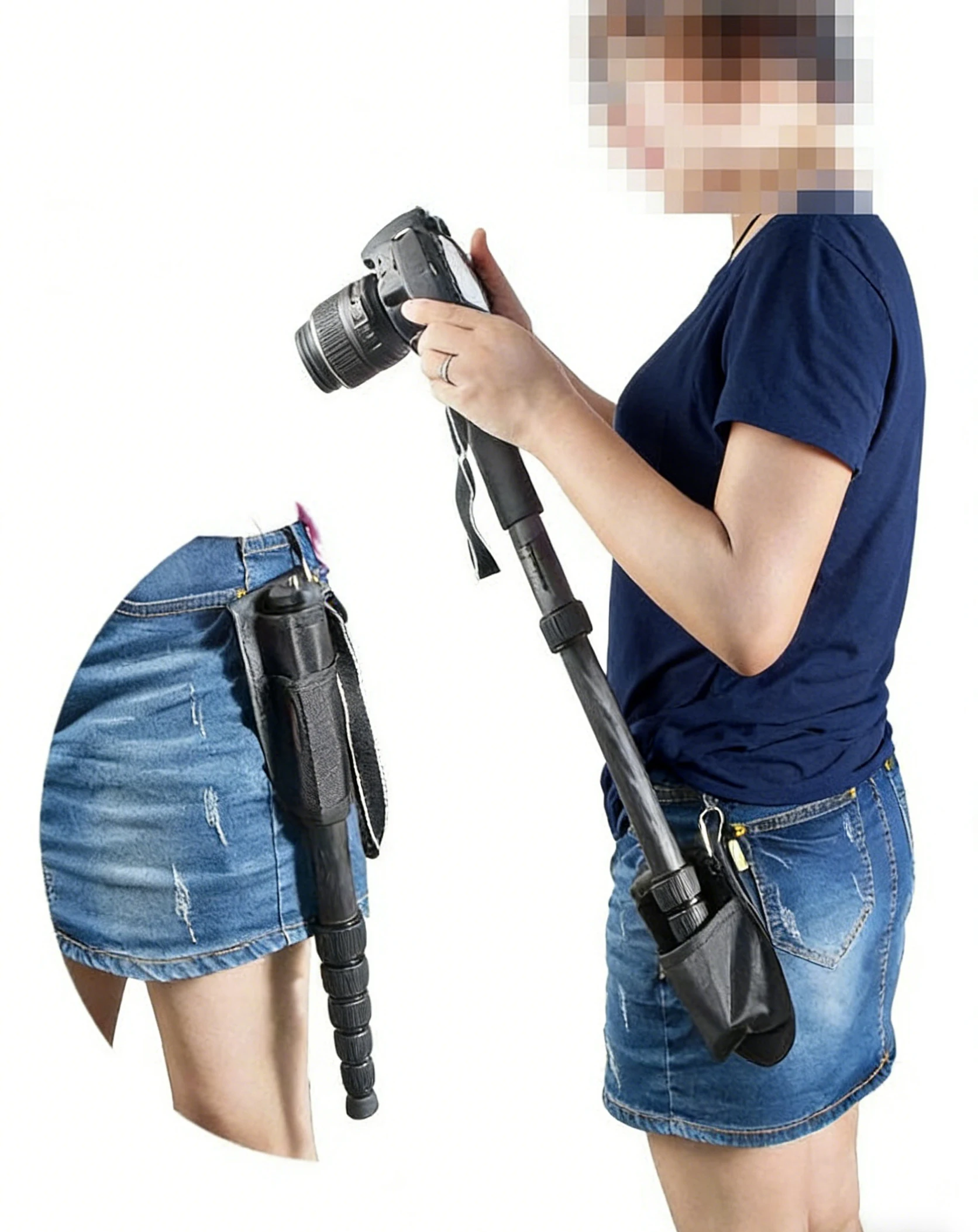 Photo Waist Pouch Bag with Hook Buckle Carrying Case for Tripod Monopod Pocket