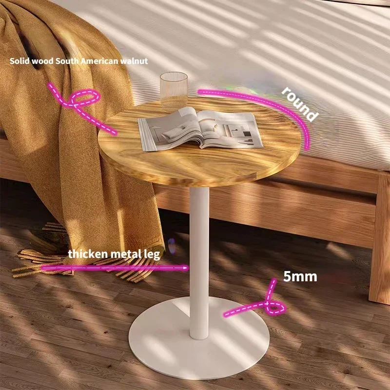 

-Living Room Wood Coffee Table South American Walnut Tabletop Corner Small Round Sofa Side Table Home Furniture Customized