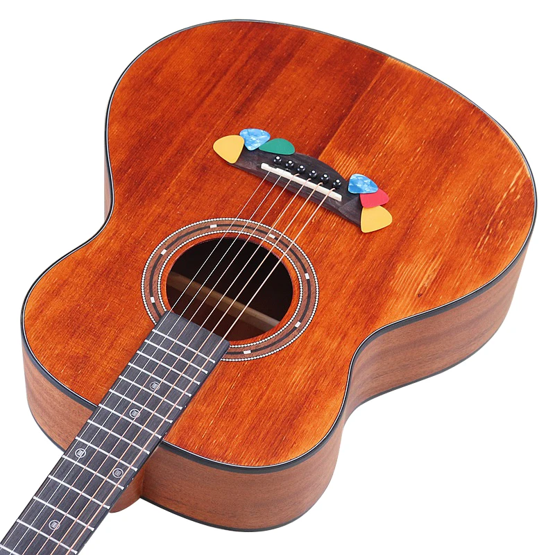 Travel Guitar 36 Inch Acoustic Guitar 6 String Mini Guitars Brown And Natural Color Folk Guitar Full Sapele