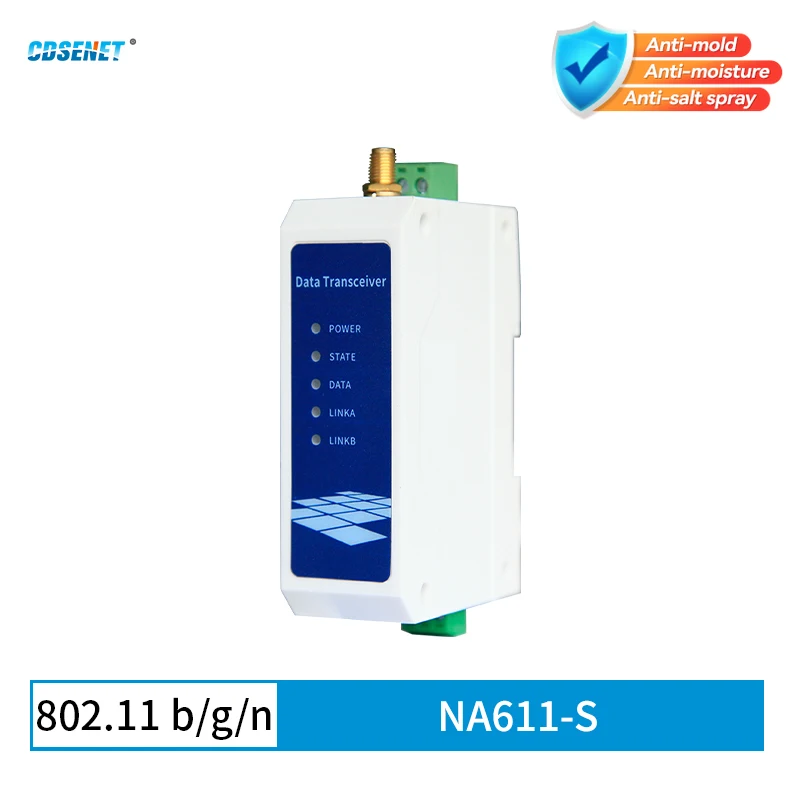

RS485 to WIFI 2.4G WiFi Serial Server DC 8-28 Storage Gateway CDSENET NA611-S Industrial Transceiver Transmitter Receiver