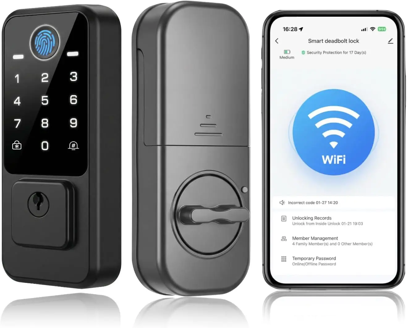 

Умный Wi-Fi дверной замок с функцией распознавания отпечатков пальцев, управлением через приложение, бесключевым доступом для входной двери - 5-в-1 сенсорный замок-защелка