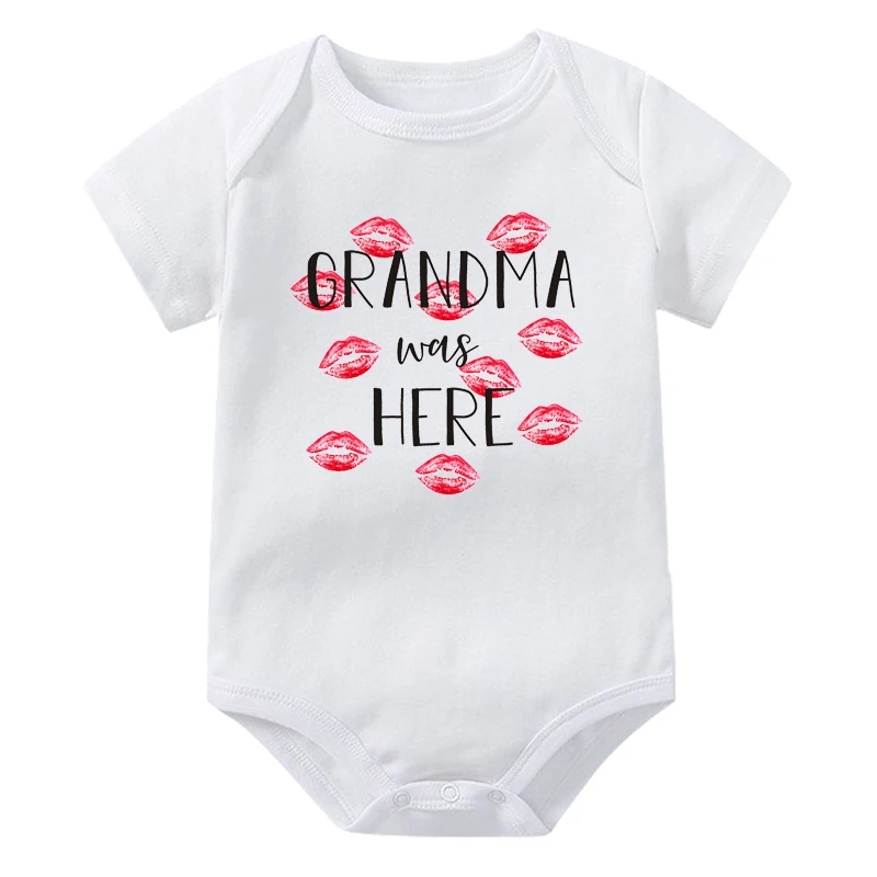 Grandma Was Here Bodysuit Cute Baby Clothes Infant Jumpsuit Cotton Boys Girls Short Sleeve Rompers Toddler Body Outfits