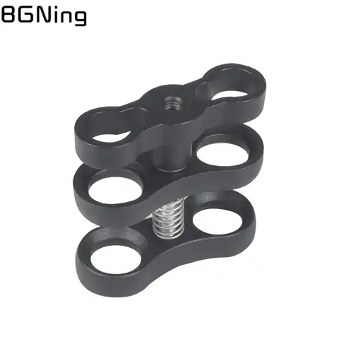 Metal Butterfly Clamp Underwater Scuba Diving for GoPro 1-inch Ball Head 2 Holes Clip Mount Light Arm Fix Tripod Bracket Adapter