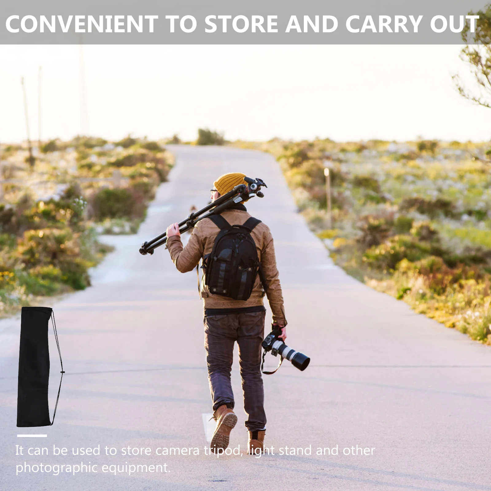 

5Pcs Tripod Carrying Case Portable Nylon Tripod Storage Bag Easy Open Close Lightweight Camera Tripod Organizer Shoulder Strap