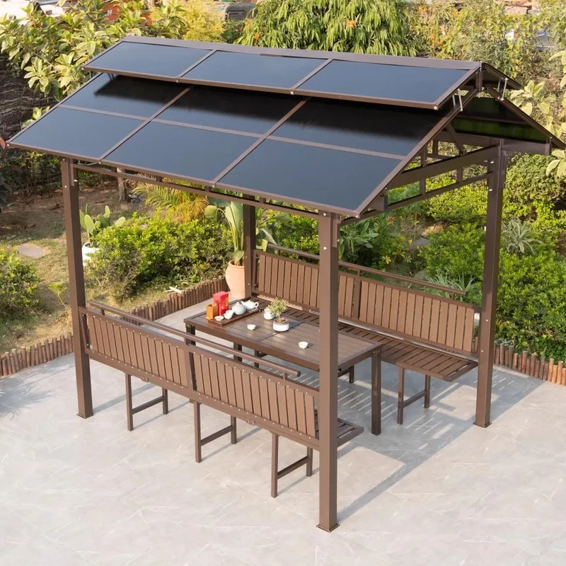 Outdoor rooftop open-air courtyard garden double-top four-corner pavilion