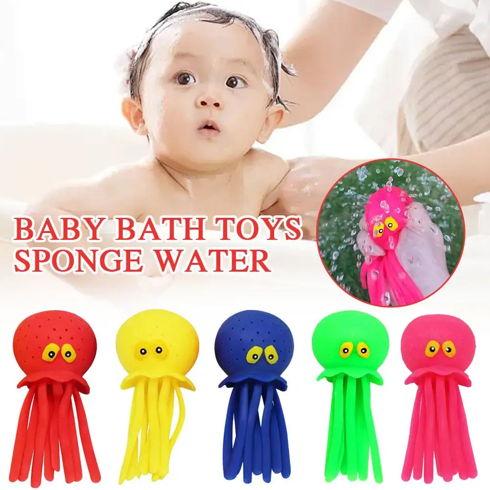 Octopus Baby Bath Toy - Sponge Water Absorbing Squeezing Stress Relief Toy for Summer Swimming Play Children's Bath Time