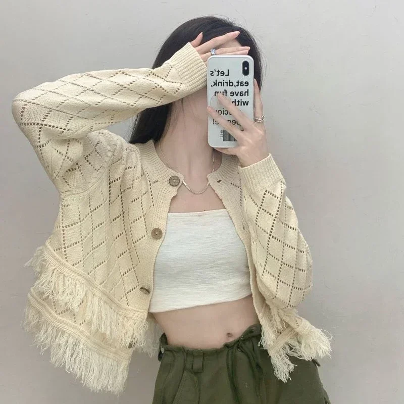 2025 Cardigan solido maglione da donna cardigan chic a maniche lunghe lavorato a maglia donna abiti invernali