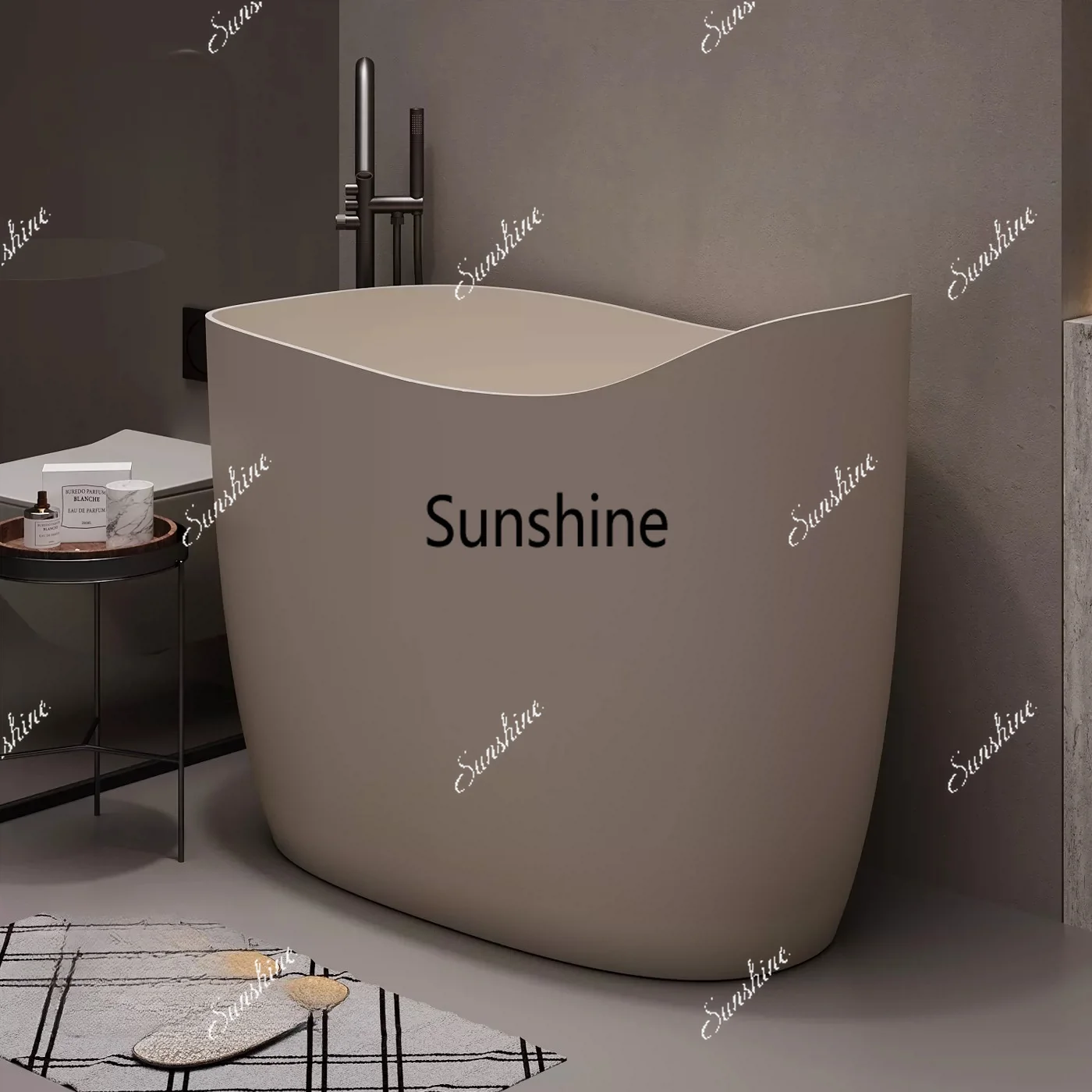 Small apartment household bathtub B & B deep bubble sitting bubble pure polymer artificial stone