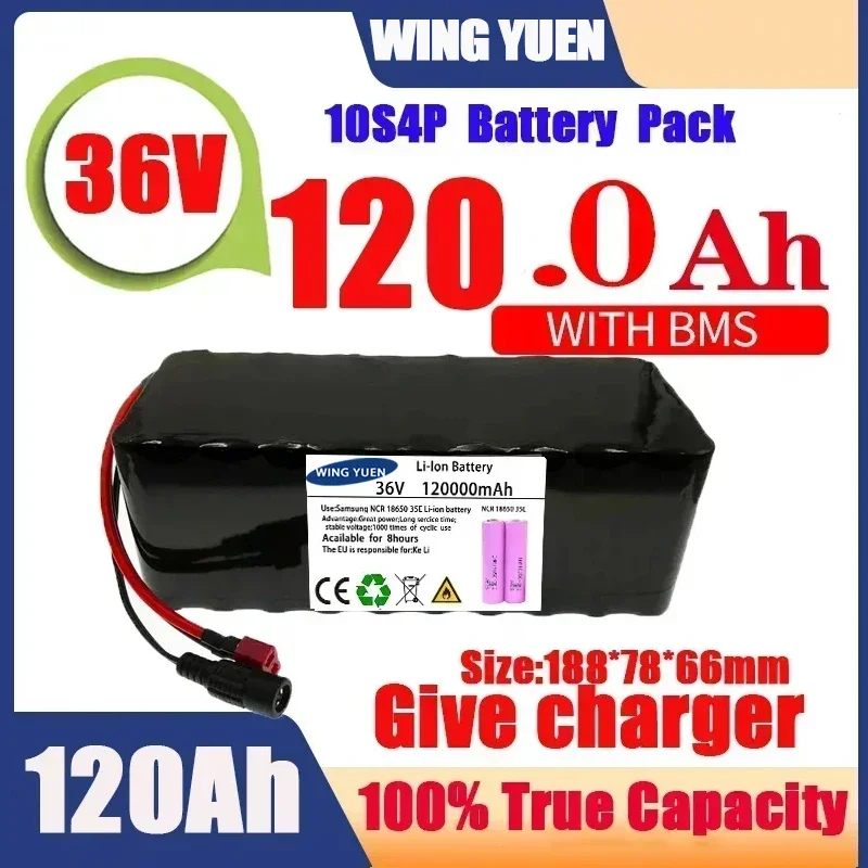 

Original 36V battery 10S4P120Ah battery pack 500W high-power battery 42V 120000mAh electric power BMS+42V2A charger