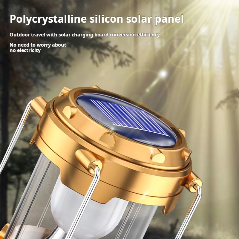 Solar Camping Light Portable Rechargeable Foldable Outdoor Searchlight Multifunctional Camping Lighting