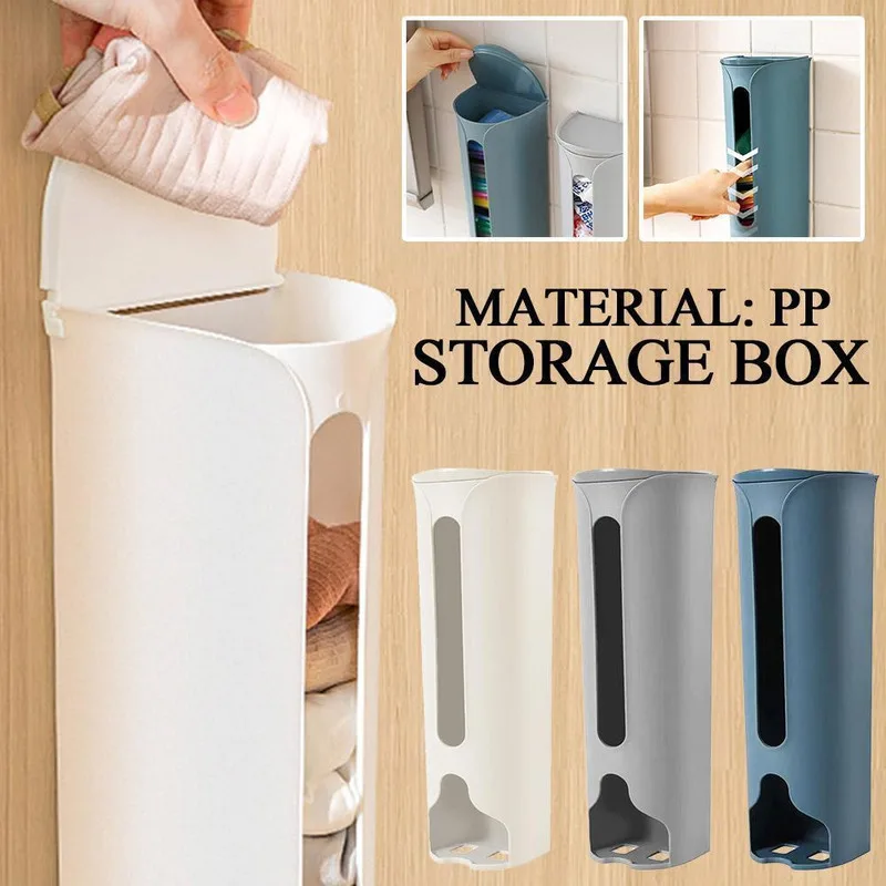 

Home Closet Wall Mounted Socks Basket Panties Storage Box Underwear Organizer Kitchen Bathroom Garbage Bag Self Adhesive