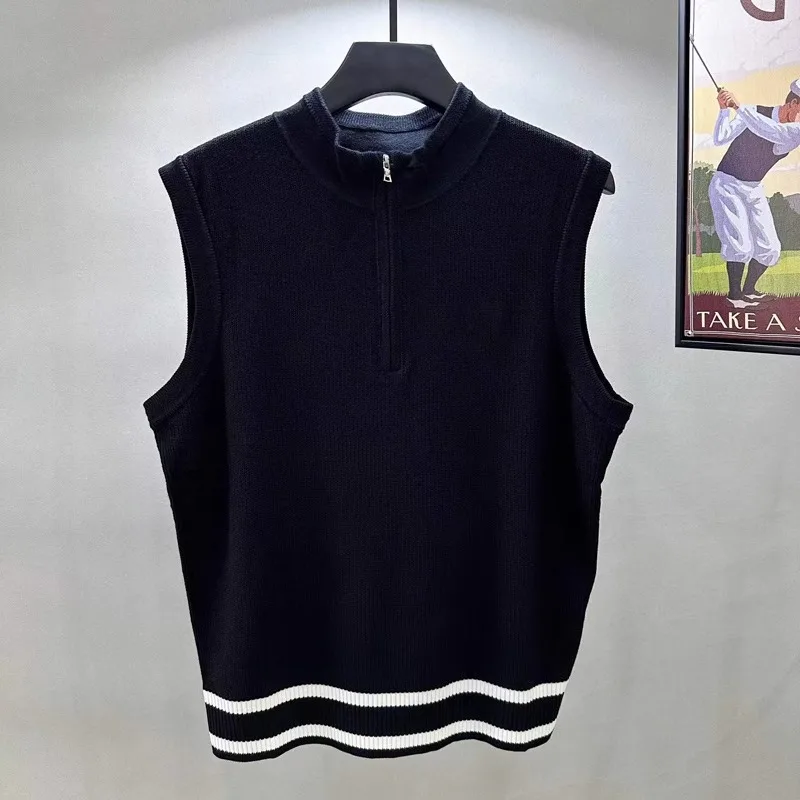 

Golf clothing Men's jersey 2024 autumn GOLF wear ins trendy sports stand-up collar knitted vest