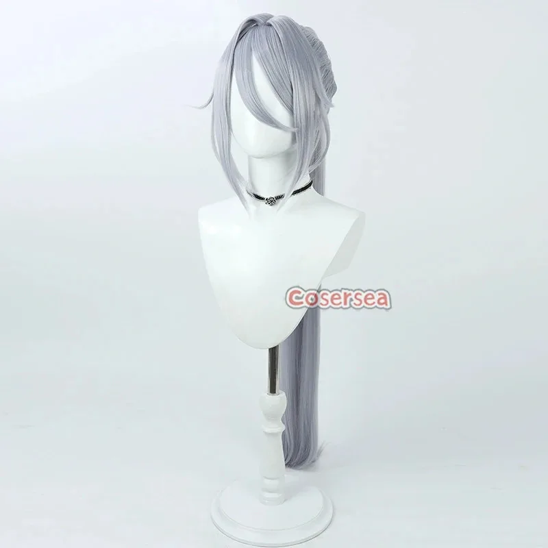 Cosersea Emerald Cosplay Wigs For All Time Emerald 100cm Long Straight Silver Gray Ponytail Wig Synthetic Hair Heat Resistant
