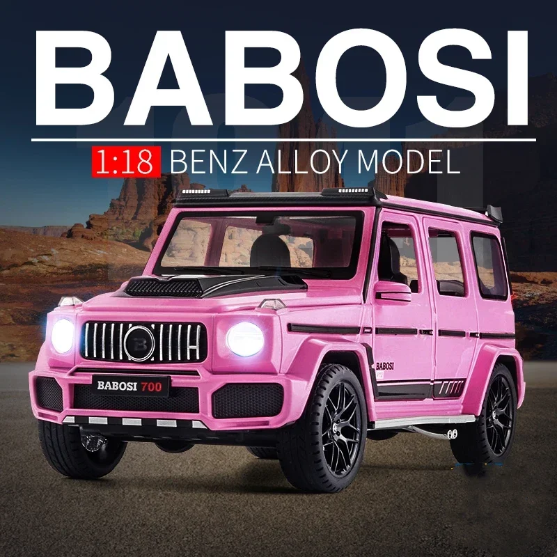 

1:18 литая под давлением модель автомобиля, большая G700, коллекционная открывающаяся дверь, розовый цвет, длина 27 см, подарок