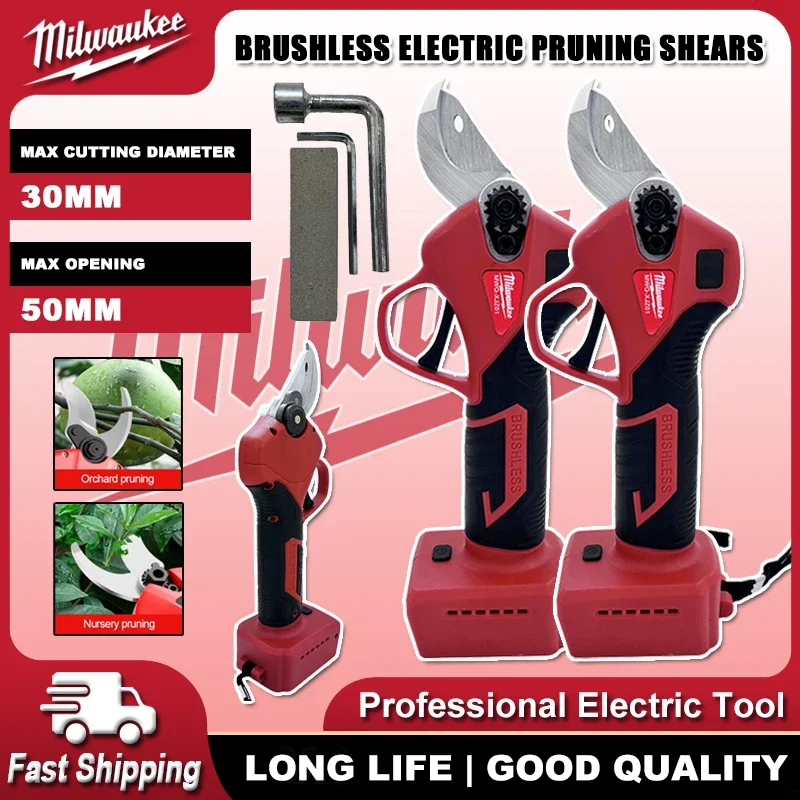 milwaukee-brushless-electric-pruner-4-gears-cordless-handheld-orchard-shrub-pruning-tree-branches-cutter-for-18v-20v-battery