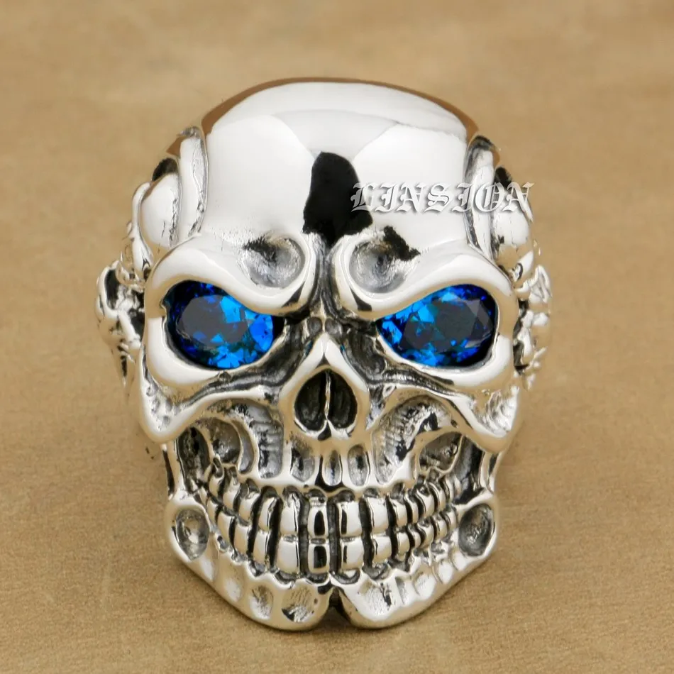 CZ Eyes 925 Sterling Silver Titan Skull Ring Punk Jewelry 8VX05 US Size 7~15 BZ