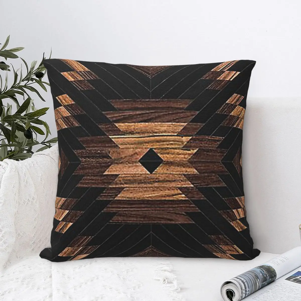 Urban Tribal Pattern No.7 Aztec Wood Pillowcase Cushion Comfort Throw Pillow Sofa Decorative Cushions Used for Home Living Room