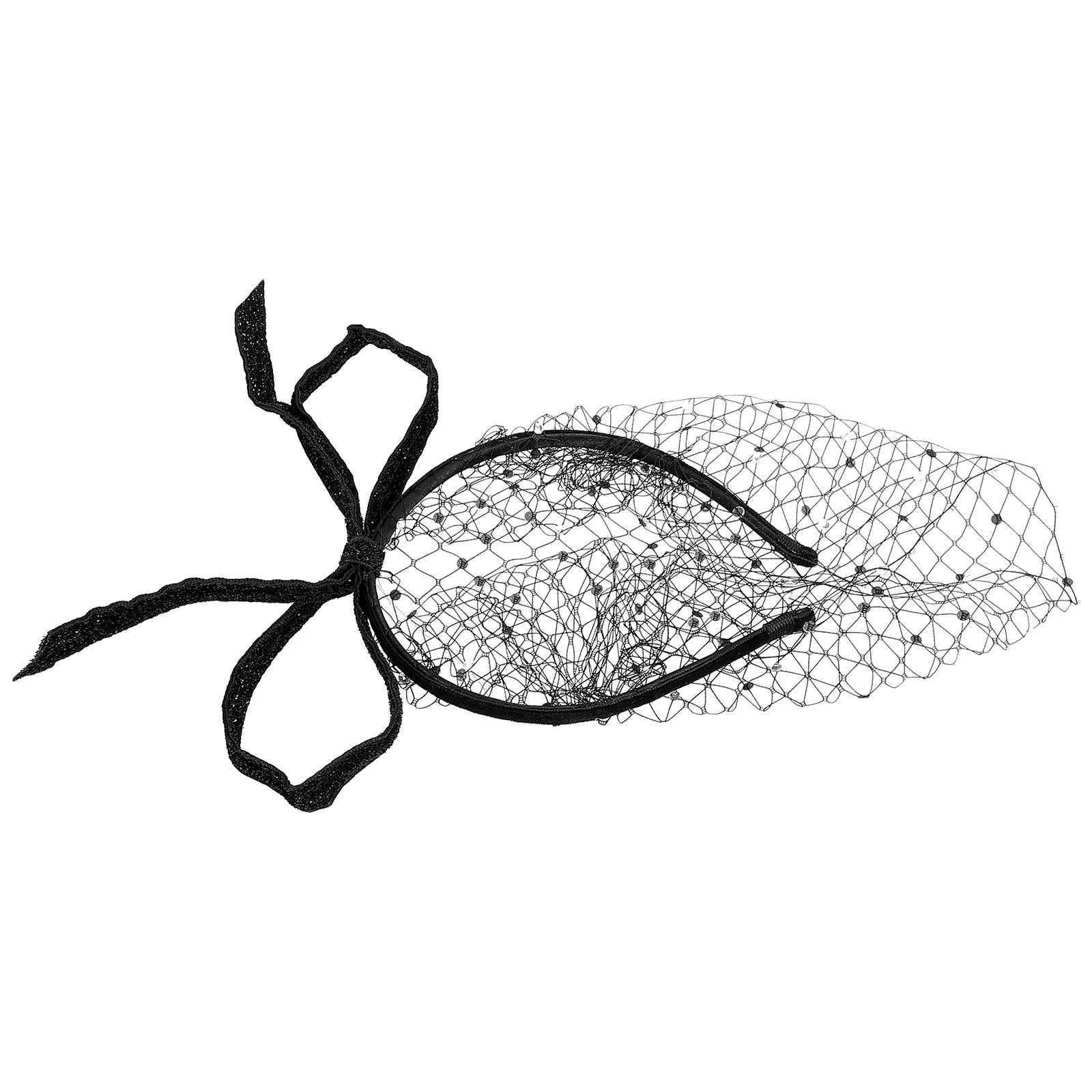 

1Pcs Sophisticated Black Tea Party Headband Veil with Fascinator Vintage Style Hair Accessories