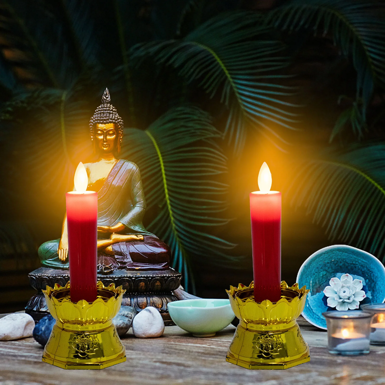 2 Lâmpadas LED com Superfície Lisa e Polida, Decoração para Casa, Luz de Lótus, Presente de Luz, Lâmpada de Lótus, Lâmpada de Buda