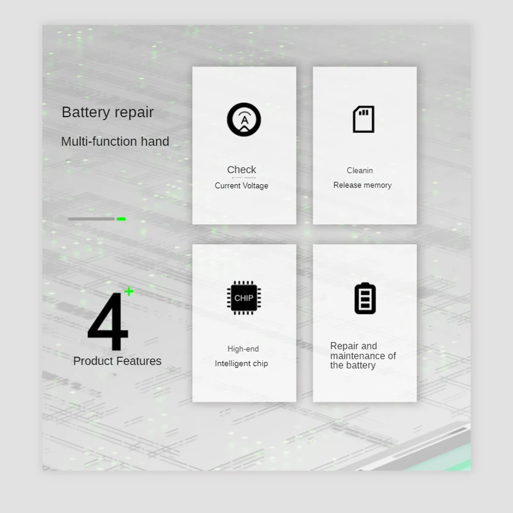 مصلح بطارية الهاتف المحمول، تعديل ذكي للتحكم في درجة الحرارة، حماية من الشحن الزائد، كاشف الجهد والتيار
