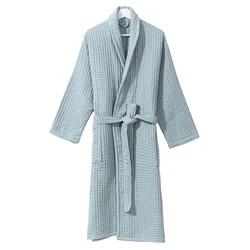 100% Cotton Women Bathrobe Honeycomb Waffle Dressing Gown Ladies Kimono Unisex Absorb Water Bath Robe Male Solid Hotel Robes